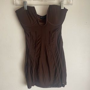PrettyLittleThing Chocolate Corset Dress